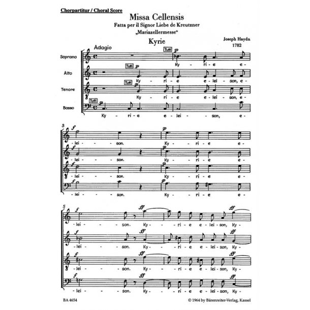 Missa Cellensis : Mass for Mariazell