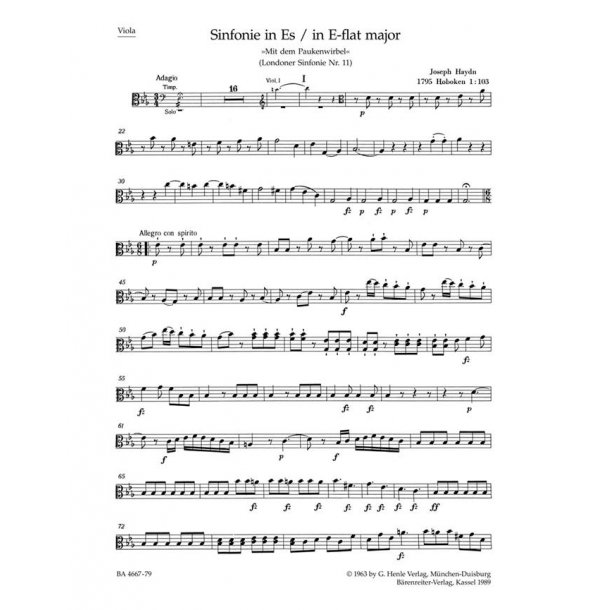 London Symphony Hob.I:103 : Mit dem Paukenwirbel