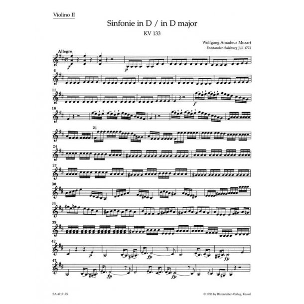 Symphony no. 20 in D major KV133