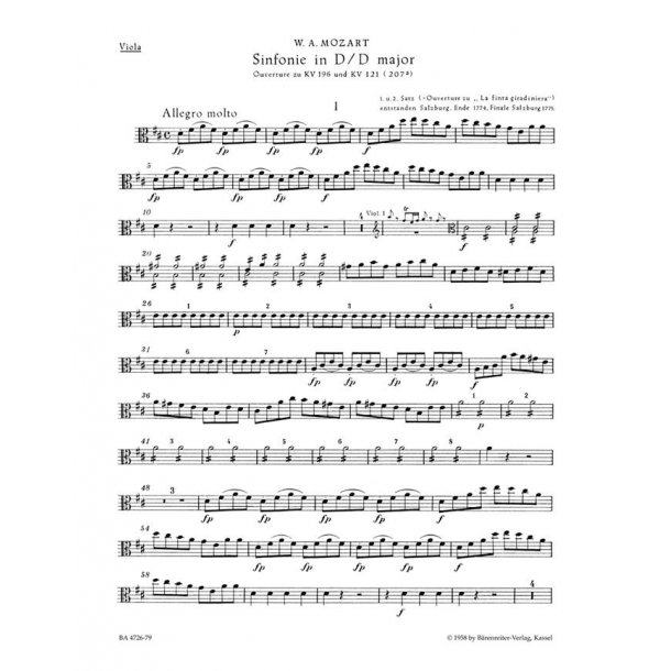 Symphony : Overture to La finta giardiniera K. 196 und K. 121207a