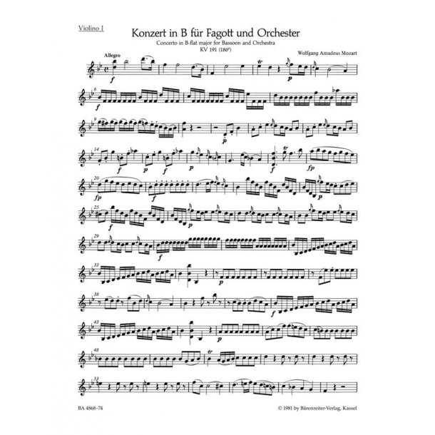 Bassoon Concerto in B-flat Major K. 191 (186A)