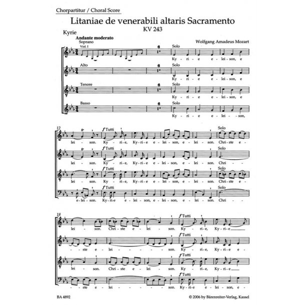 Litaniae de venerabili altaris Sacramento : SATB