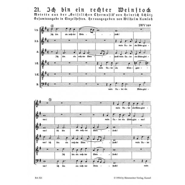 Ich bin ein rechter Weinstock : Motet no. 21 from Geistliche Chormusik 1648