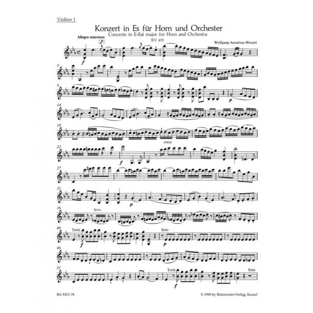 Horn Concerto in E-flat major No. 4 : KV 495
