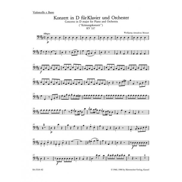 Piano Concerto in D major No. 26 "Coronation" : KV 537