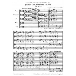 Jauchzet Gott, dem Herrn, alle Welt : Psalmlied für Chor stellenweise geteilt