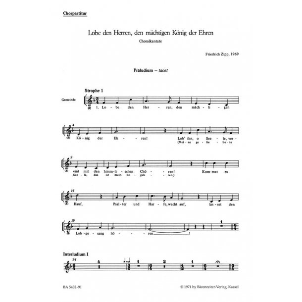 Lobe den Herren, den maechtigen Koenig der Ehren
