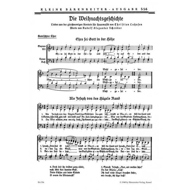 Die Weihnachtsgeschichte : Lieder aus der Kantate f&uuml;r Hausmusik