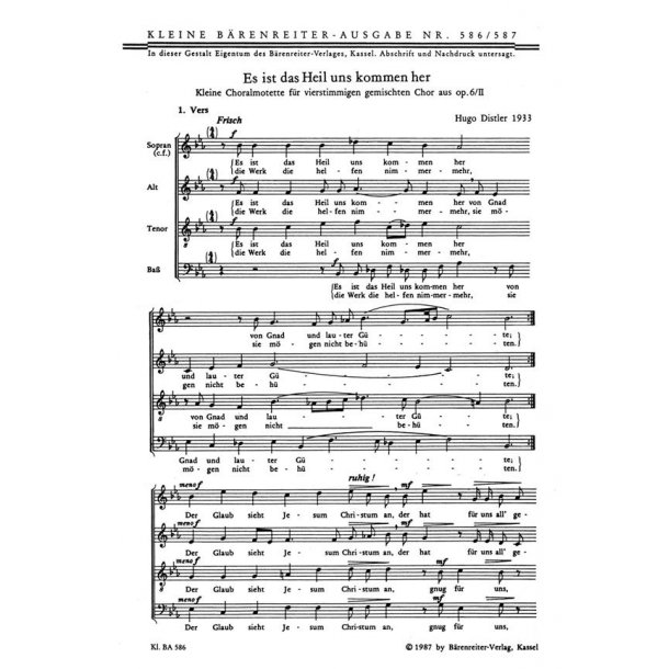 Es ist das Heil uns kommen her : Choralmotette