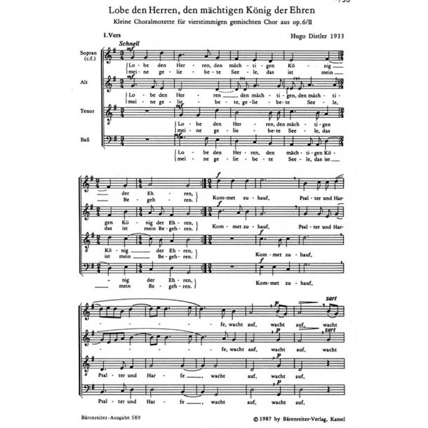 Lobe den Herren, den maechtigen Koenig der Ehren : Chorale-motet