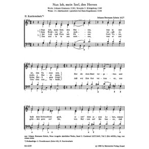 Nun lob, mein Seel, den Herren : Choralkonzert für 2 Soprane und Bc und Kantionalsatz für Chor SATB, Folgestrophen beigegeben