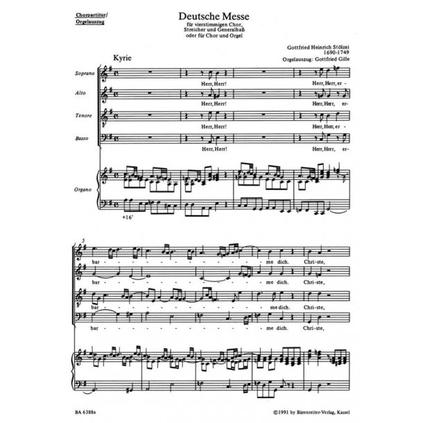 Deutsche Messe. Kyrie / Herr, erbarme dich - Gloria / Ehre sei Gott in der H&ouml;he - St&ouml;lzel, Gottfried Heinrich