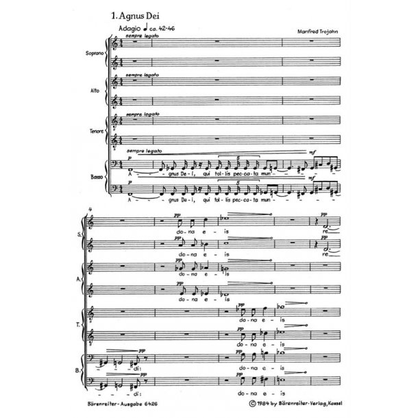 Agnus Dei - Lux aeterna : 2 Motetten lateinisch, deutscher Text beigegeben