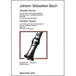 14 zwei- bis sechsstimmige Kanons &uuml;ber einen Bass der Aria aus den "Goldberg-Variationen" und zwei weiteren Kanons - Bach, Johann Sebastian