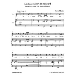D&eacute;dicace de Pierre de Ronsard pour t&eacute;nor et piano - Martin, Frank