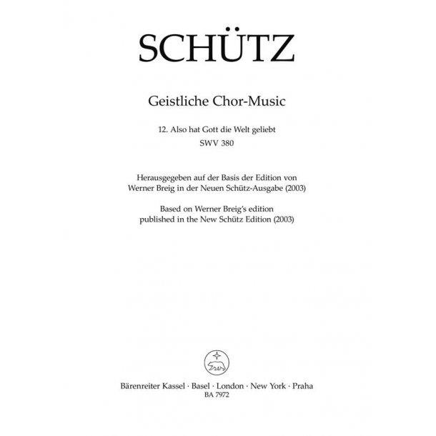 Also Hat Gott Die Welt Geliebt Swv 380