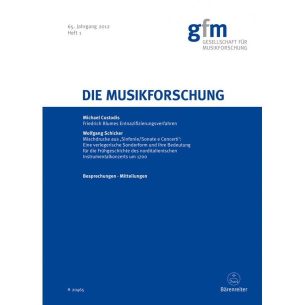 Die Musikforschung, Heft 1/2012