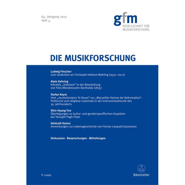 Die Musikforschung, Heft 4/2012