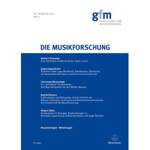 Die Musikforschung, Heft 1/2013