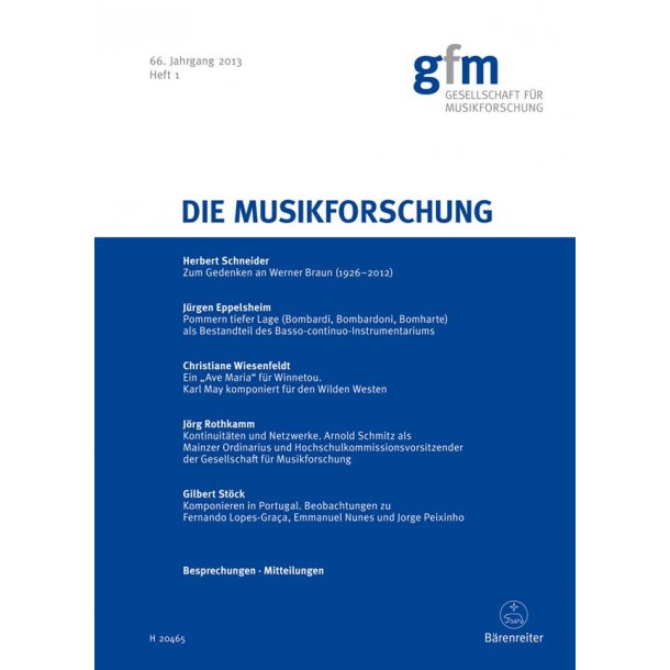 Die Musikforschung, Heft 1/2013