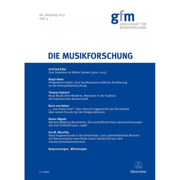 Die Musikforschung, Heft 3/2013