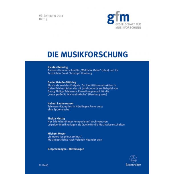 Die Musikforschung, Heft 4/2013