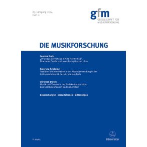 Die Musikforschung, Heft 2/2014