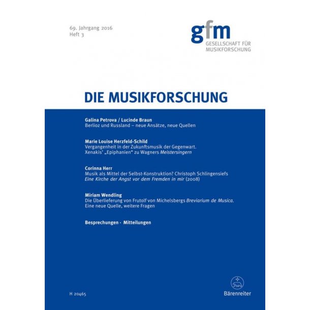Die Musikforschung, Heft 3/2016