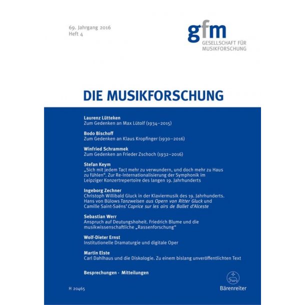 Die Musikforschung, Heft 4/2016