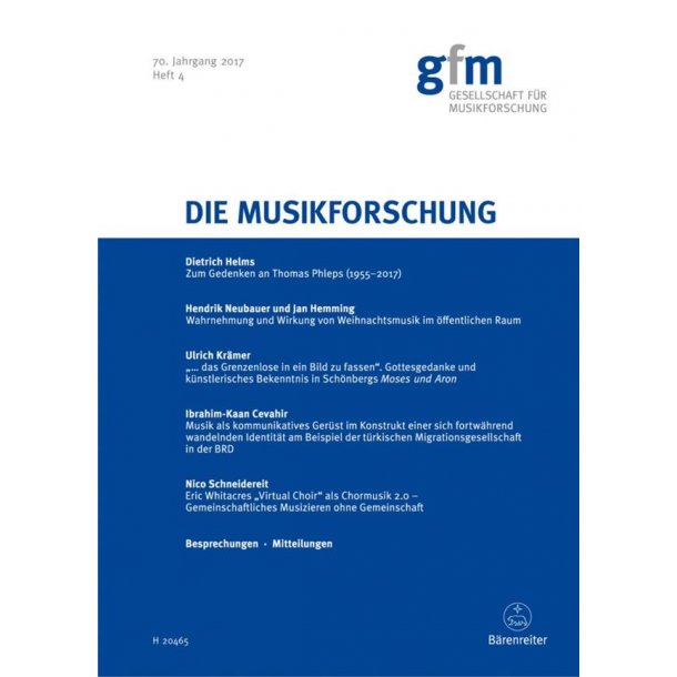 Die Musikforschung, Heft 4/2017