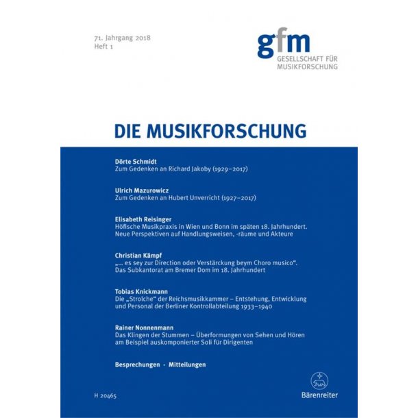 Die Musikforschung, Heft 1/2018