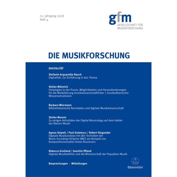 Die Musikforschung, Heft 4/2018