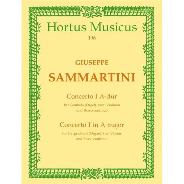 Concerto 1 Amaj Cembalo Score & parts : for Harpsichord or Organ, two Violins and Basso continuo