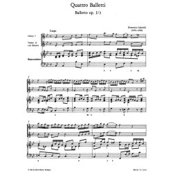 Quattro Balletti fur Violine und Basso continuo : 4 Kompositionen op.1 Nr. 3-5 und 8 mit 2. Violine ad lib.