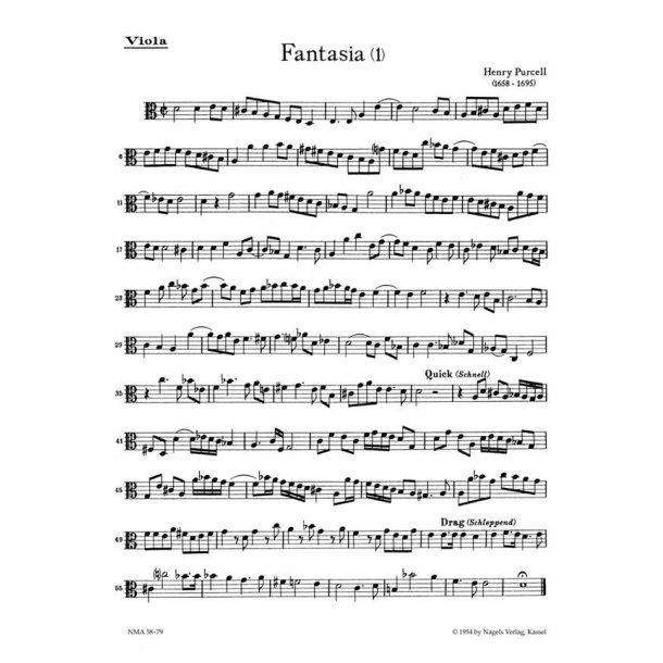 Fantasien fur Streicher (Violen da gamba). Heft 1 : 3 dreistimmige Fantasien V, Va, Vc und 4 vierstimmige Fantasien 2 V, Va, Vc