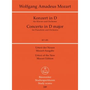 Piano Concerto D major KV 451 : Concerto for Piano and Orchestra