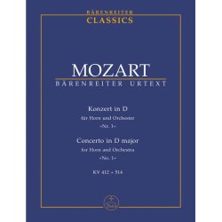 Horn Concerto 1 D maj K514-412 Stud Sc : for Horn and Orchestra