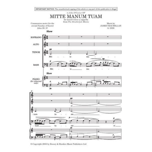 Mitte Manum Tuam : aus The Strathclyde Motets
