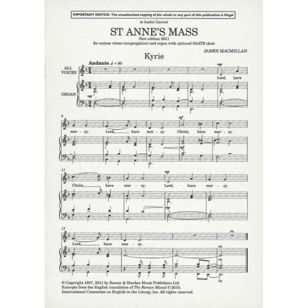 St Anne's Mass : New edition 2011