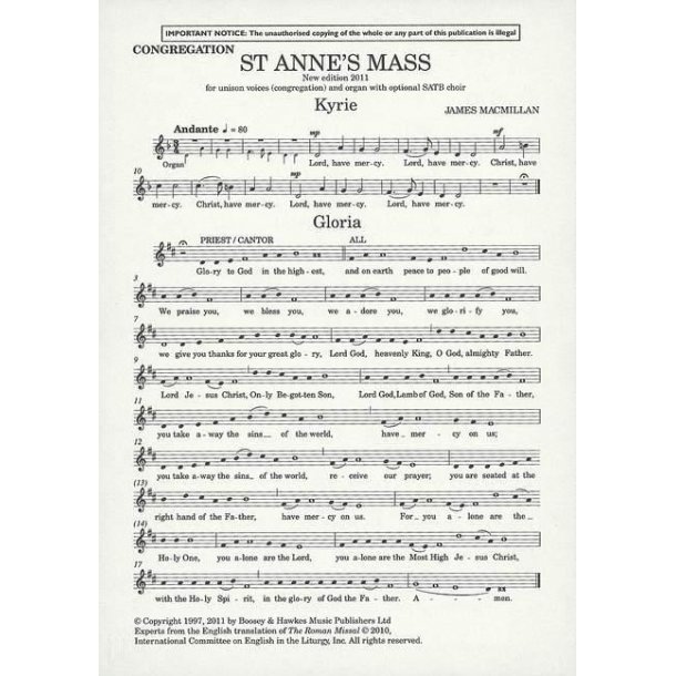 St Anne's Mass Congregation : New edition 2011