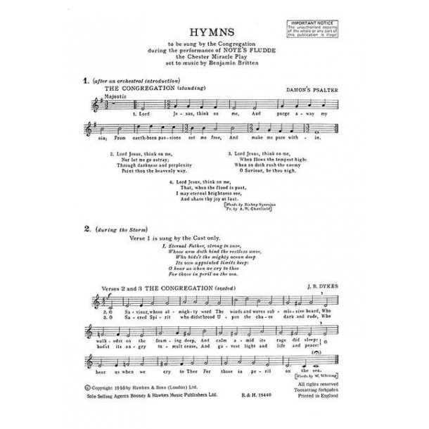 Noye's Fludde op. 59 : The Chester Miracle Play