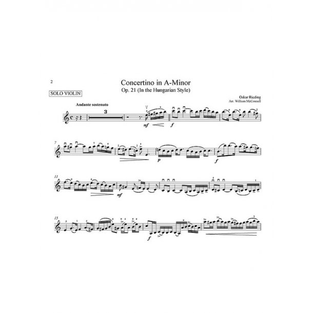 Oskar Rieding: Concertino In A Minor (Score And Parts)
