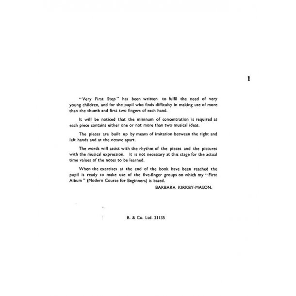 Barbara Kirkby-Mason: Very First Step For Piano