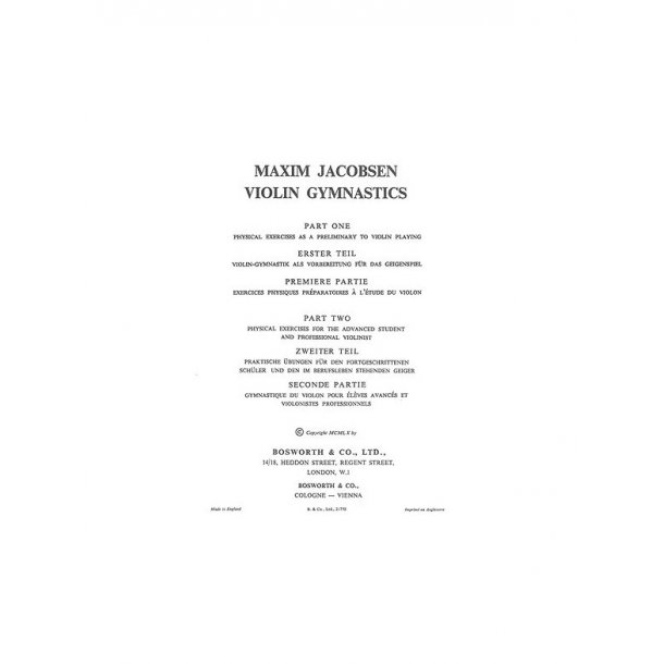 M. Jacobsen: Violin Gymnastics - Physical Exercises