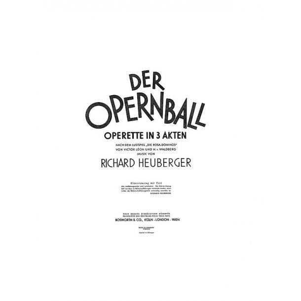Heuberger, R Der Opernball Overture (German Lyrics) Pf