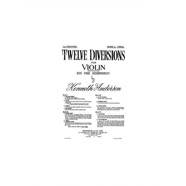 Anderson, K Twelve Diversions Bk2 Vla/Pf