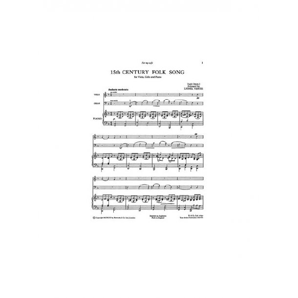 15th Century Folk Song (Arr. Lionel Tertis)