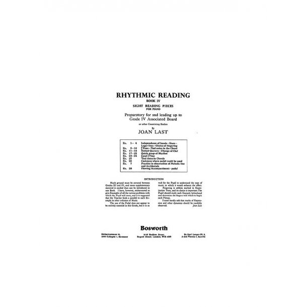 Last Rhythmic Reading Sight Reading Pieces Book 4 Grade 4 Pf