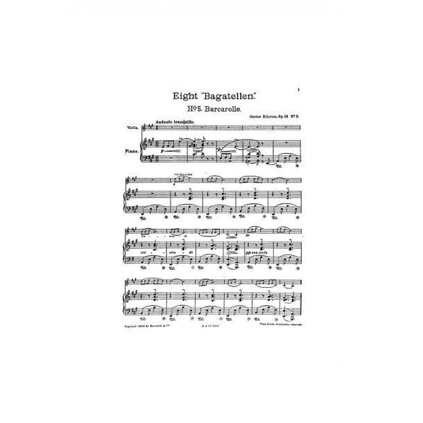 Gustav Ellerton: Barcarolle For Violin And Piano Op.18 No.5