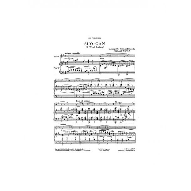 Gover, G Suo Gan Welsh Lullaby Vln/Pf